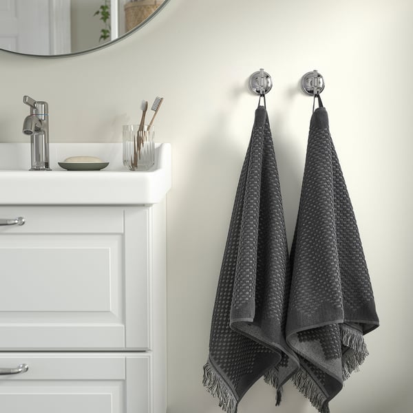 FJÄLLSTARR Serviette de toilette, gris foncé, 50x100 cm