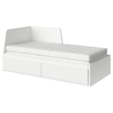 FLEKKE Lit banquette 2p (struct + matelas), blanc/Åfjäll mi-ferme, 80x200 cm