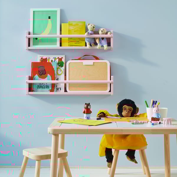 FLISAT Rangement mural, rose pâle, 70x9x16 cm