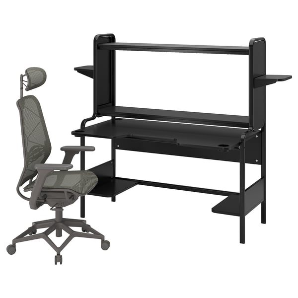FREDDE / STYRSPEL Bureau et chaise gaming, noir/gris