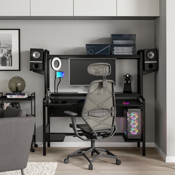 FREDDE / STYRSPEL Bureau et chaise gaming, noir/gris