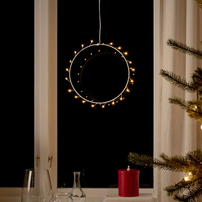 FRÖJDA Suspension LED, à pile/cercles, 27 cm