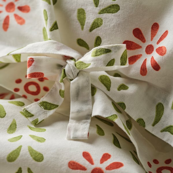 FYRISVIDE Housse de couette et 1 taie, blanc/motif floral, 150x200/50x60 cm