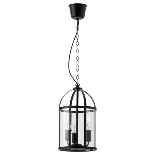 GALJON Suspension, noir/transparent verre, 25 cm