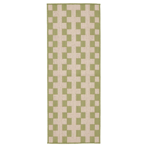 GÅNGSTIG Tapis de cuisine, tissé à plat vert/blanc cassé, 45x120 cm