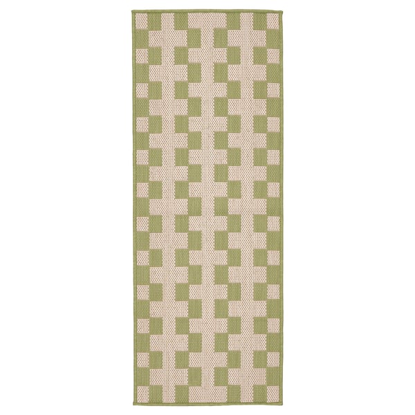 GÅNGSTIG Tapis de cuisine, tissé à plat vert/blanc cassé, 80x200 cm