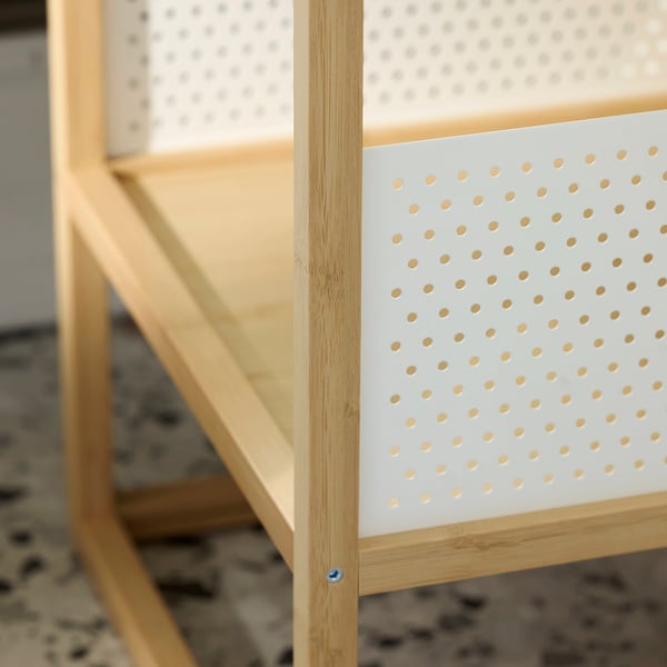 GILLERSBERG Table de chevet, bambou/blanc, 39x39x56 cm