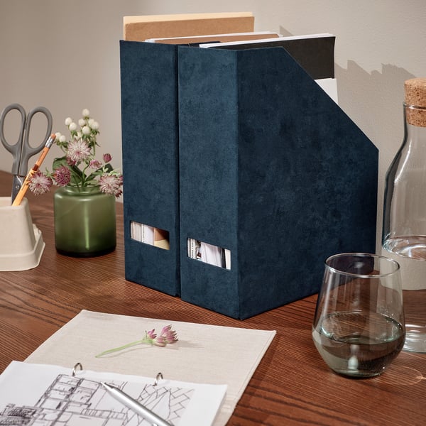 GJÄTTA Range-revues, velours bleu foncé