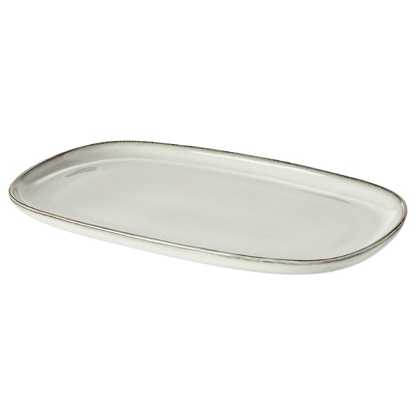 GLADELIG Assiette, gris, 31x19 cm