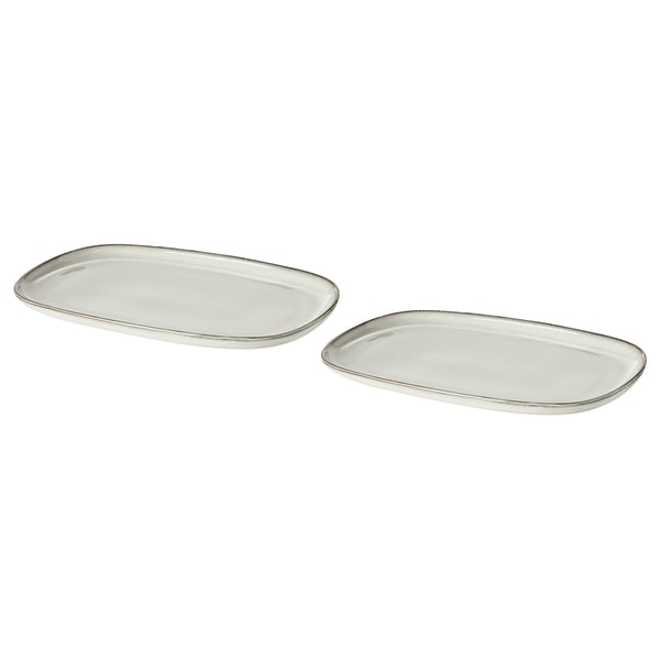 GLADELIG Assiette, gris, 20x13 cm