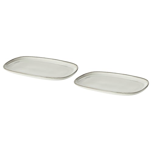 GLADELIG Assiette, gris, 20x13 cm