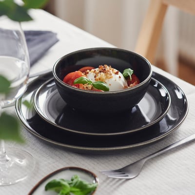 GLADELIG Bol, gris foncé, 14 cm