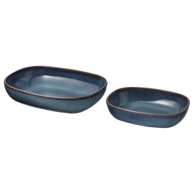 GLADELIG Plat à four, lot de 2, bleu