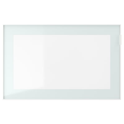 GLASSVIK Porte vitrée, blanc/vert clair verre transparent, 60x38 cm