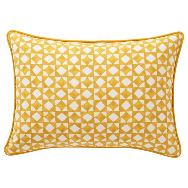 GOKVÄLLÅ Housse de coussin, jaune/blanc, 40x58 cm