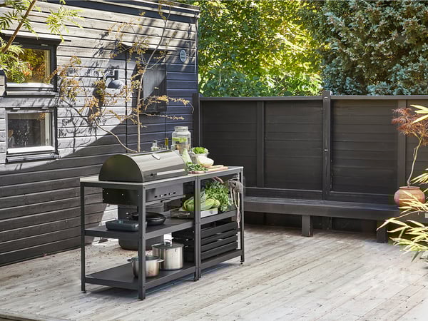 GRILLSKÄR Meuble av barbecue charbon, ext, acier inoxydable, 172x61 cm
