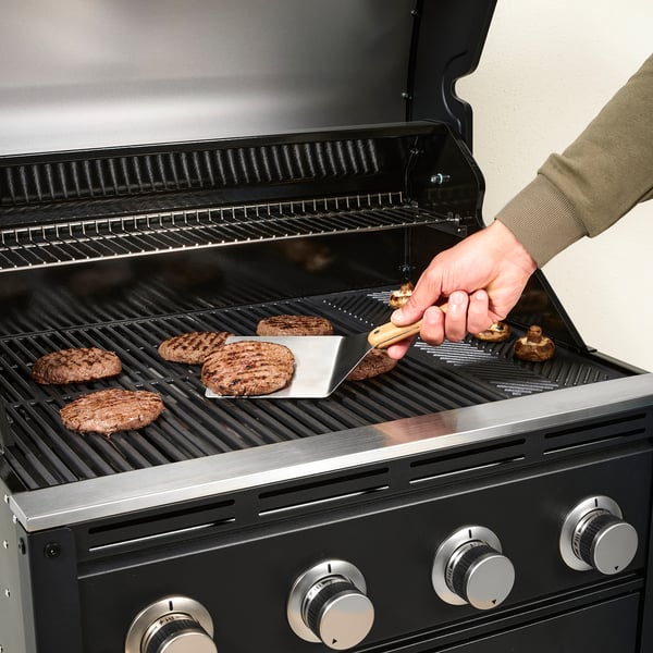 GRILLTIDER Spatule à hamburger, acier inoxydable/hêtre, 30 cm
