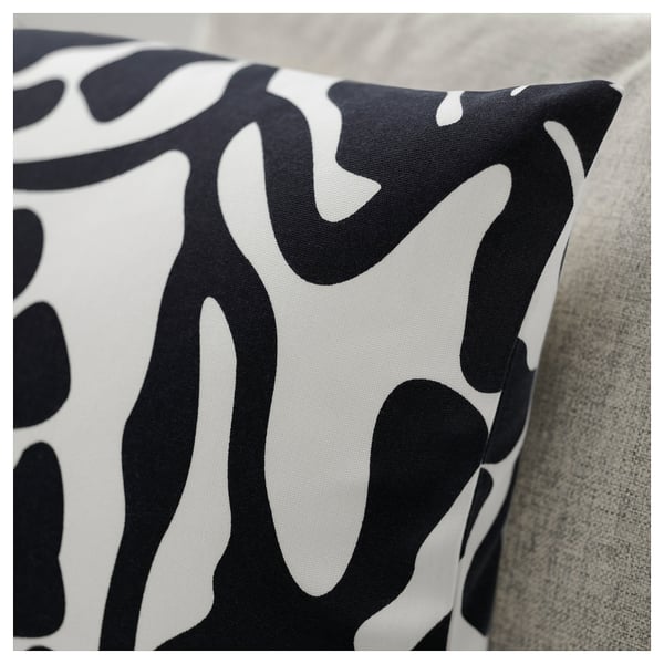 GRÖNKNAVEL Housse de coussin, noir blanc/extérieur intérieur, 50x50 cm