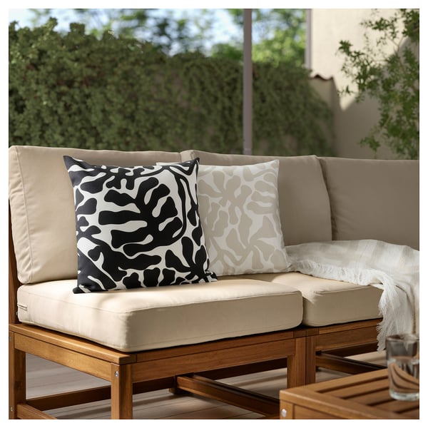 GRÖNKNAVEL Housse de coussin, noir blanc/extérieur intérieur, 50x50 cm