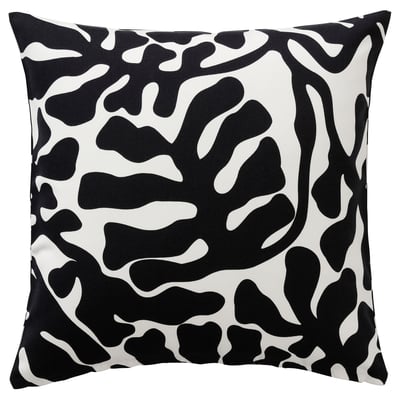 GRÖNKNAVEL Housse de coussin, noir blanc/extérieur intérieur, 50x50 cm