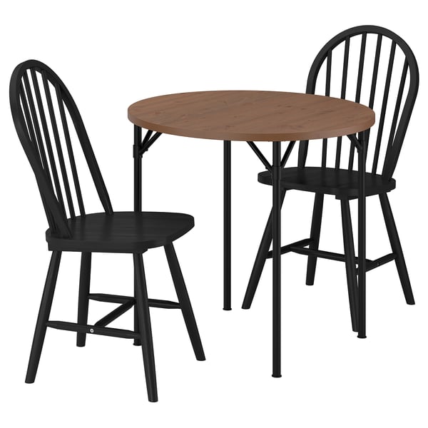 GRÖTÅN / SKOGSTA Table et 2 chaises, pin teinté brun/noir, 80 cm
