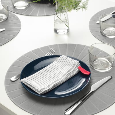 GRUPPERA Serviette de table, blanc/noir, 33x33 cm