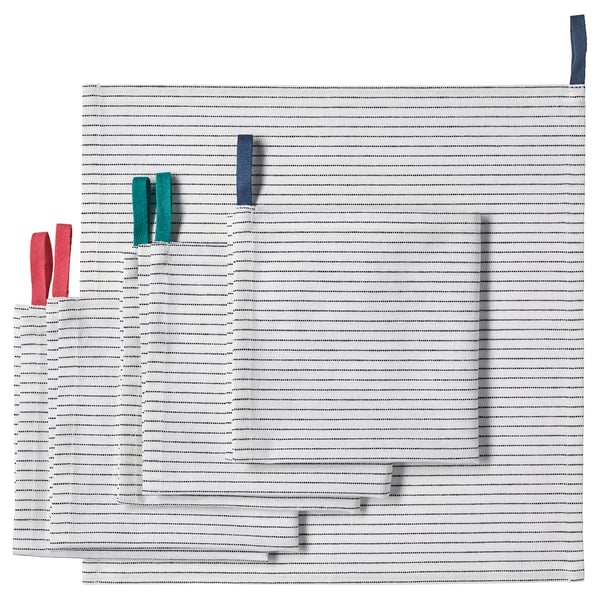 GRUPPERA Serviette de table, blanc/noir, 33x33 cm