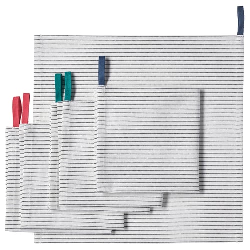 GRUPPERA Serviette de table, blanc/noir, 33x33 cm
