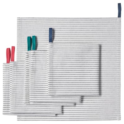 GRUPPERA Serviette de table, blanc/noir, 33x33 cm