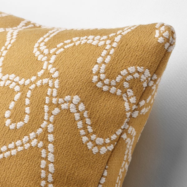 GULDFLY Housse de coussin, jaune foncé/blanc cassé, 50x50 cm