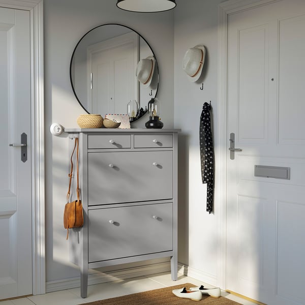 GULLABERG Armoire à chaussures 2 casiers, gris, 88x30x122 cm