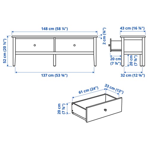 GULLABERG Banc avec rangement, gris, 148x43x52 cm
