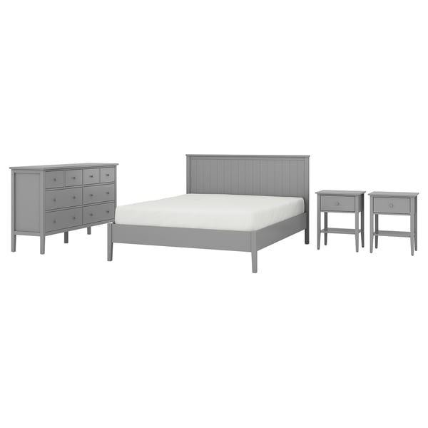 GULLABERG Mobilier chambre, lot de 4, gris, 140x200 cm