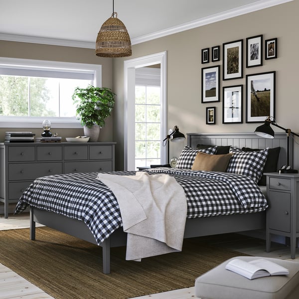 GULLABERG Mobilier chambre, lot de 4, gris, 160x200 cm