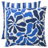 GULLBERGSÖ Coussin, 2 pièces, bleu plusieurs motifs/extérieur intérieur, 50x50 cm