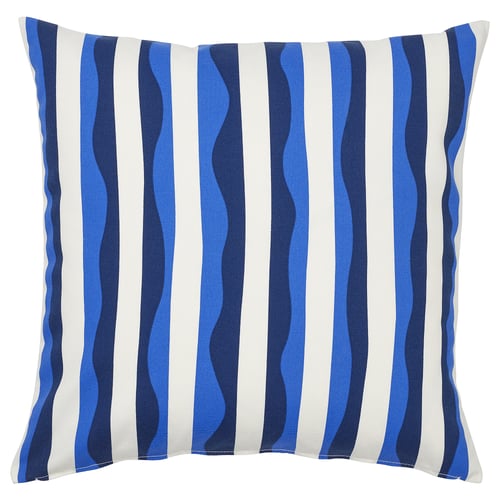 GULLBERGSÖ Housse de coussin, bleu motif rayé/extérieur intérieur, 50x50 cm