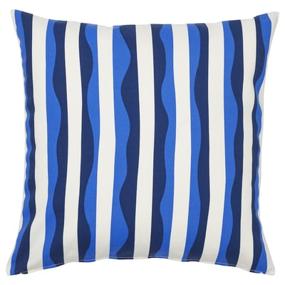 GULLBERGSÖ Housse de coussin, bleu motif rayé/extérieur intérieur, 50x50 cm