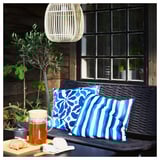 GULLBERGSÖ Housse de coussin, bleu motif rayé/extérieur intérieur, 50x50 cm