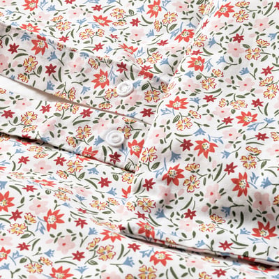 GULLNATTLJUS Housse de couette et 1 taie, blanc/motif floral, 150x200/50x60 cm