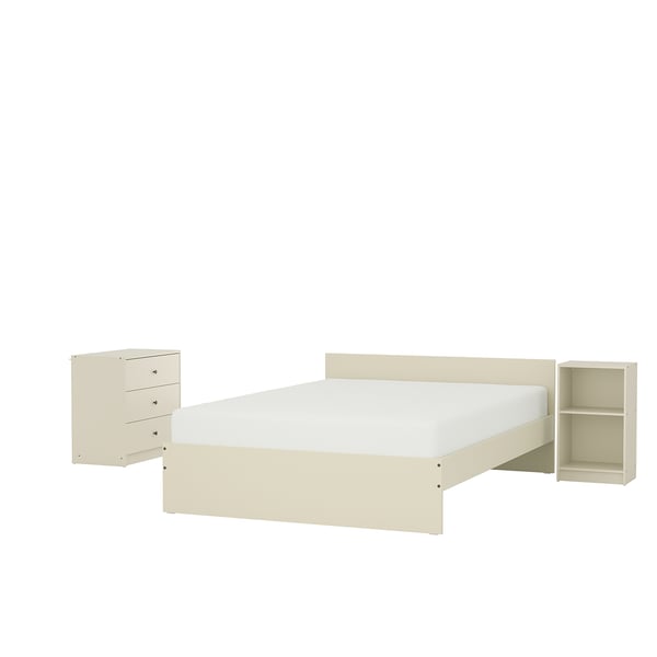 GURSKEN Mobilier chambre, lot de 3, beige clair, 140x200 cm