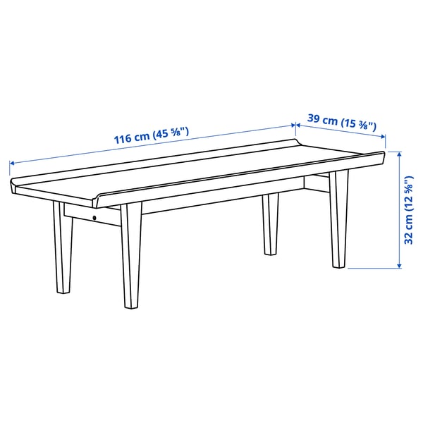 GUTTANE Table basse, chêne, 116x39 cm