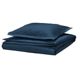 HAMPFLOCKEL Housse de couette et 1 taie, bleu foncé, 150x200/50x60 cm