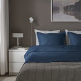 HAMPFLOCKEL Housse de couette et 1 taie, bleu foncé, 150x200/50x60 cm