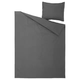 HAMPFLOCKEL Housse de couette et 1 taie, gris foncé, 150x200/50x60 cm