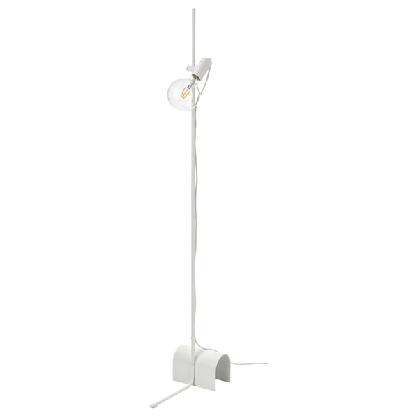 HÅRSLINGA / LUNNOM Lampadaire avec ampoule, blanc/verre transparent