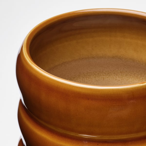 HASSELBUKETT Cache-pot, intérieur/extérieur/brun-jaune, 12 cm