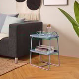 HATTÅSEN Table de chevet/étagère, turquoise bleu