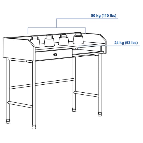 HAUGA Bureau, blanc, 100x45 cm