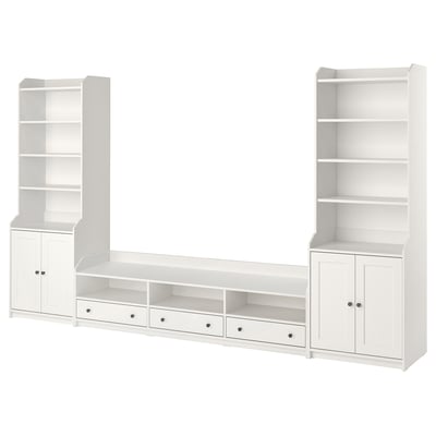 HAUGA Combinaison TV/rangement, blanc, 346x46x199 cm