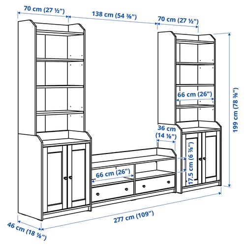 HAUGA Combinaison TV/rangement, gris, 277x46x199 cm
